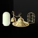 Vintage pendant light in gold metal and white opaline