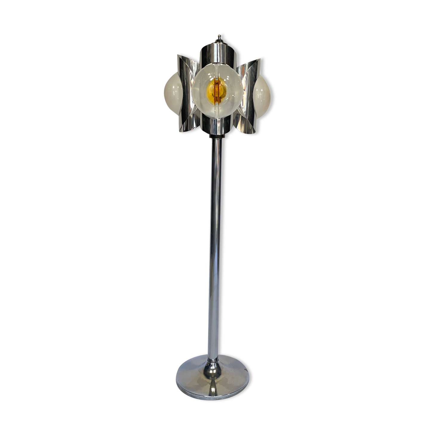 Chrome floor lamp 3 blown globes in murano glass