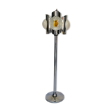 Lampadaire chromé 3 globes soufflés en verre de murano