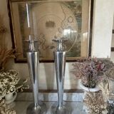 Pair of aluminium cast candle holders 52cm