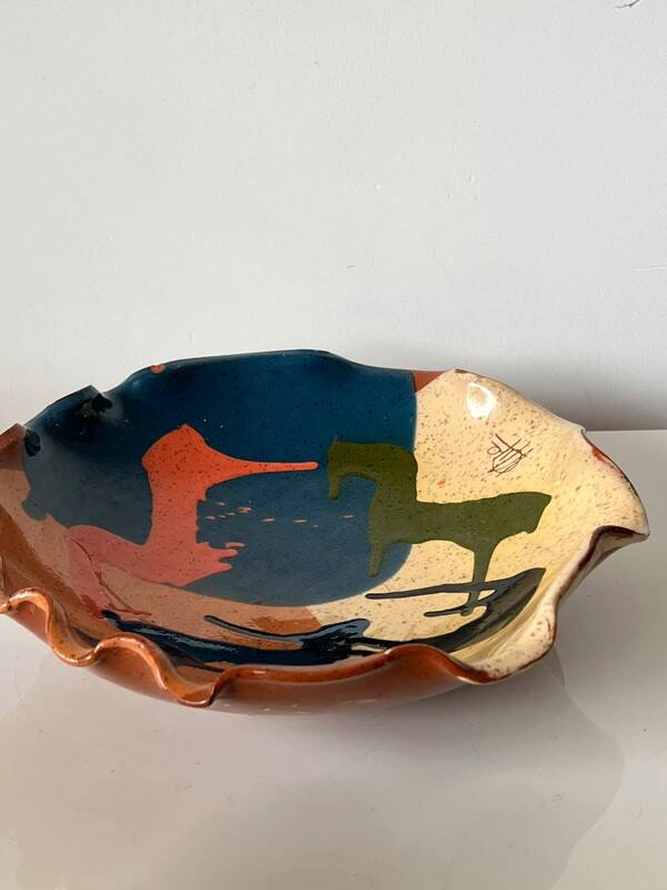 Abstract glazed ceramic fruit bowl / bowl / fruit basket