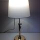 Lampe en laiton, abat-jour en tissu vert pastel, style art deco