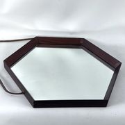 Italian Mid-Century Hexagonal wood wall mirror