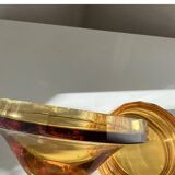 Vintage Bohemian orange crystal sugar bowl/candy dish