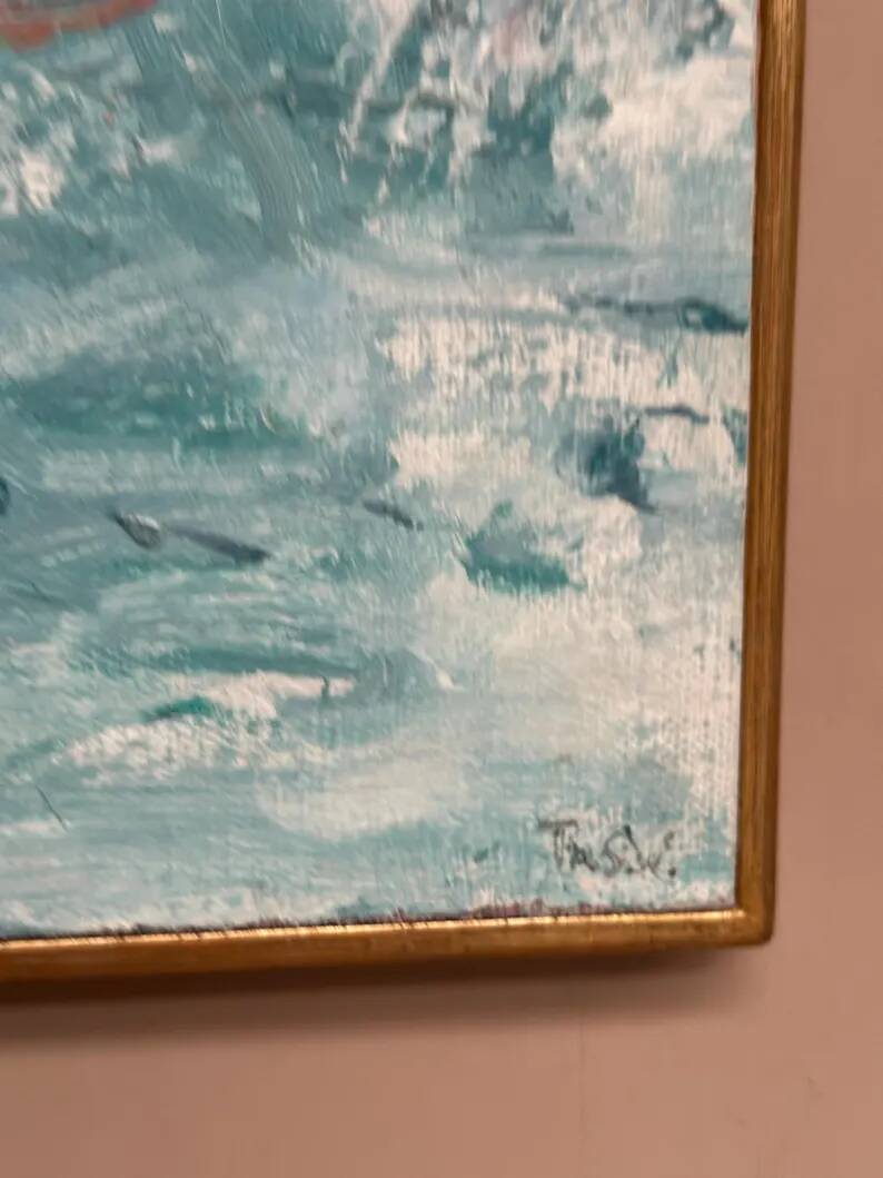 Original Swedish Oil on Panel – “Abstract” by T. Wahlström– Vintage & Framed – 40 × 30 cm (15.7" × 11.8")