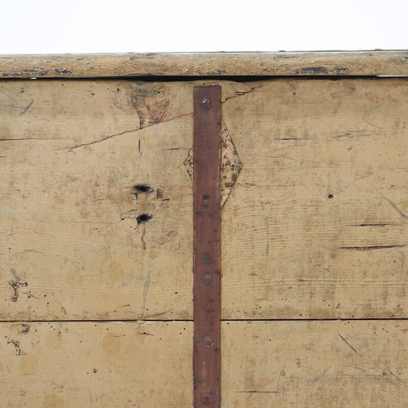 Antique 19th Century Primitive Weathered Painted Transport Chest