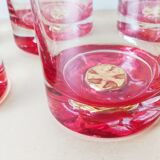 Ensemble de 5 verres à whisky à pastilles dorés
