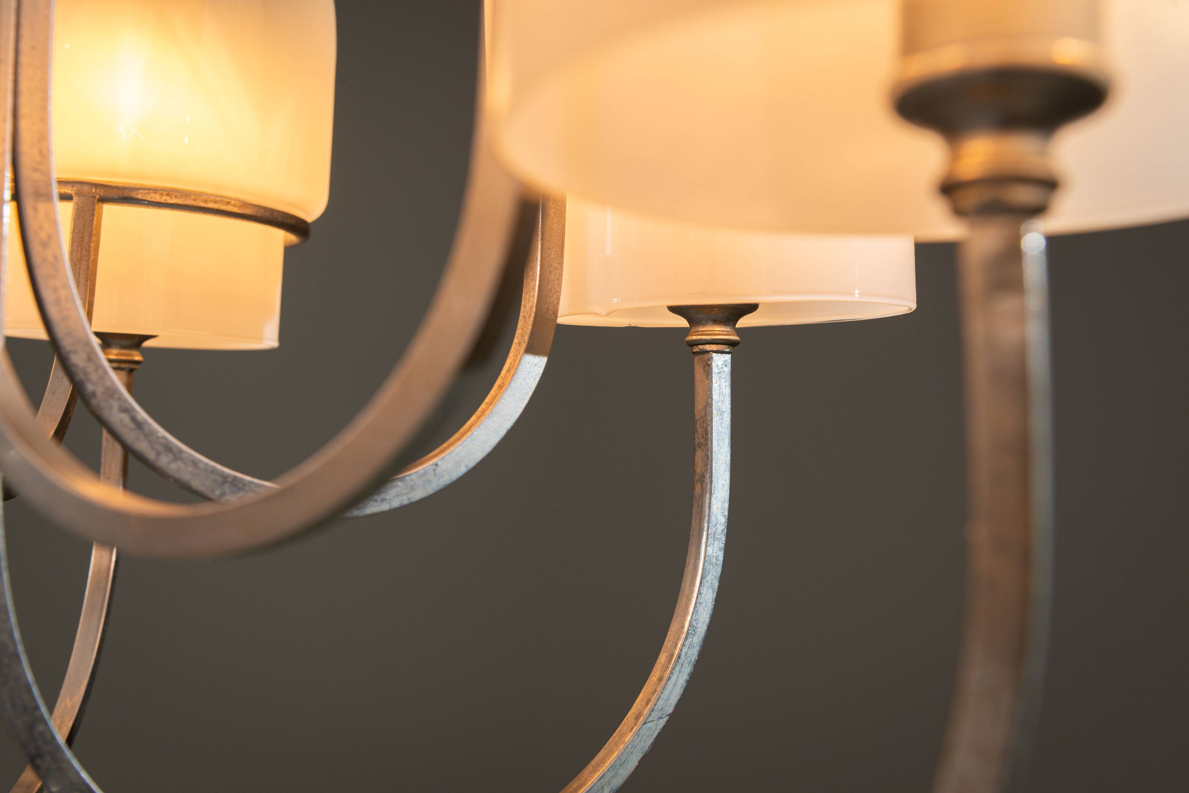 Angelo Gaetano Sciolari chandelier with six misty glass shades