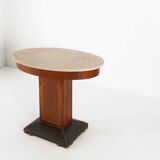 Table d'appoint Art Déco de De Coene Freres avec marqueterie en bois et plateau en marbre, années 1930