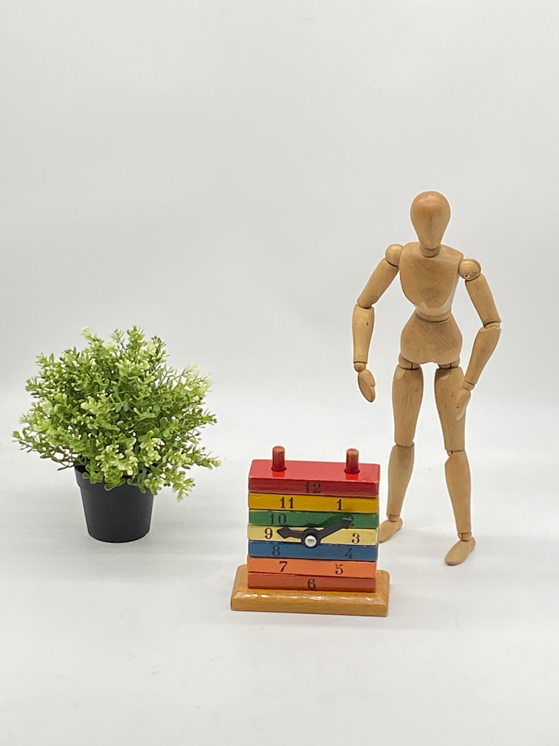 Antique toy to stack, wooden, vintage, clock