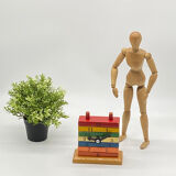 Antique toy to stack, wooden, vintage, clock