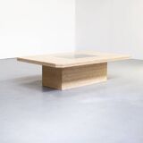 George Mathias Travertine Coffee Table for Maho with Artwork nr 12/50, 1970's