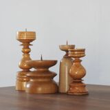 Scandinavian Wooden Candleholders, Set of 4