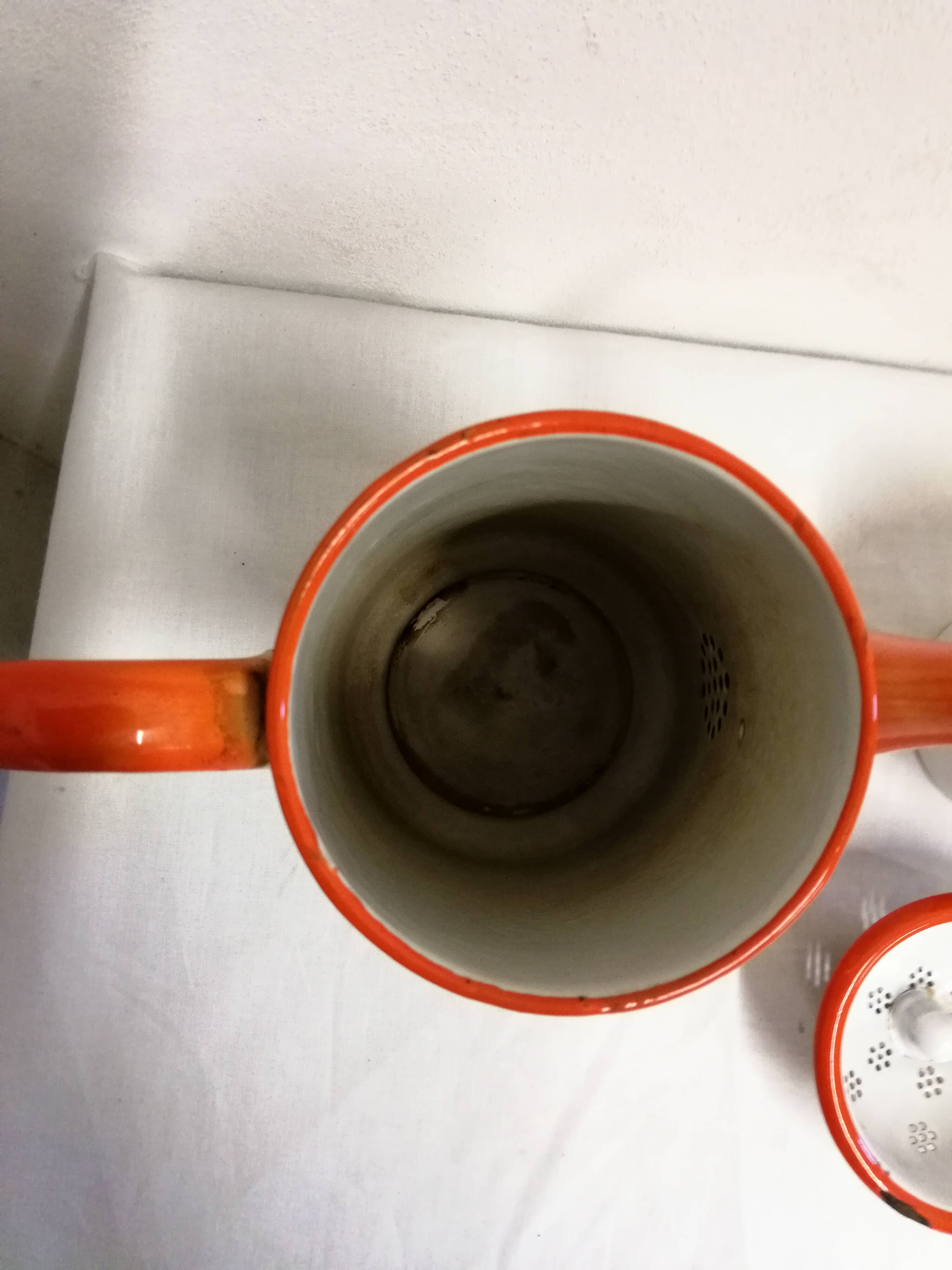 Old Vintage Orange Enameled Coffee Pot