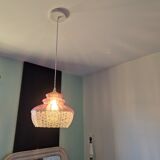 Vintage pendant lamp in pink glass