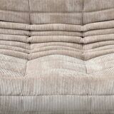 Two-seater canapé in beige corduroy attributed to Michel Ducaroy for Ligne Roset, 1970s.