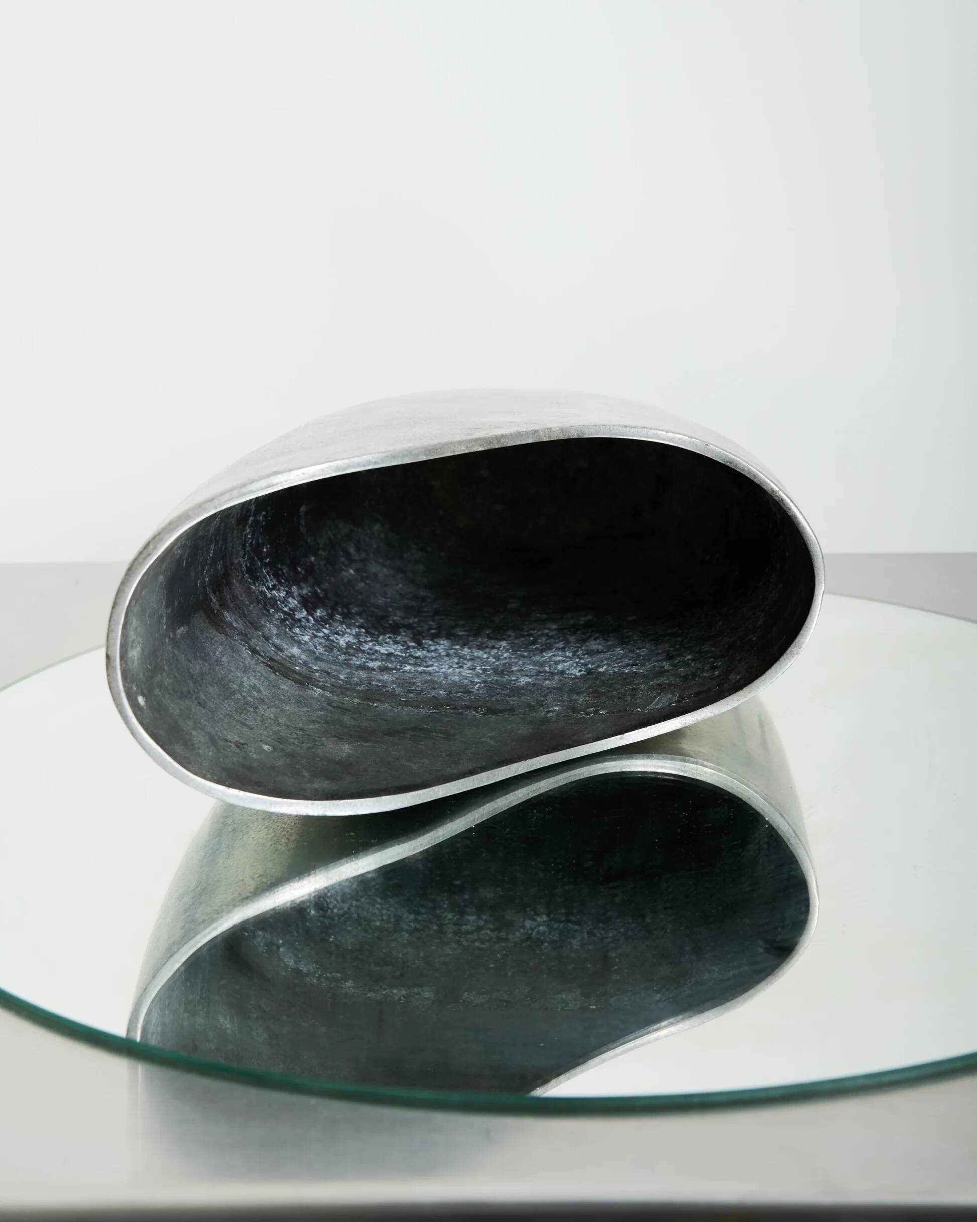 Aluminium cast vase, in the style of Anne Efverlund, 1970-1980.