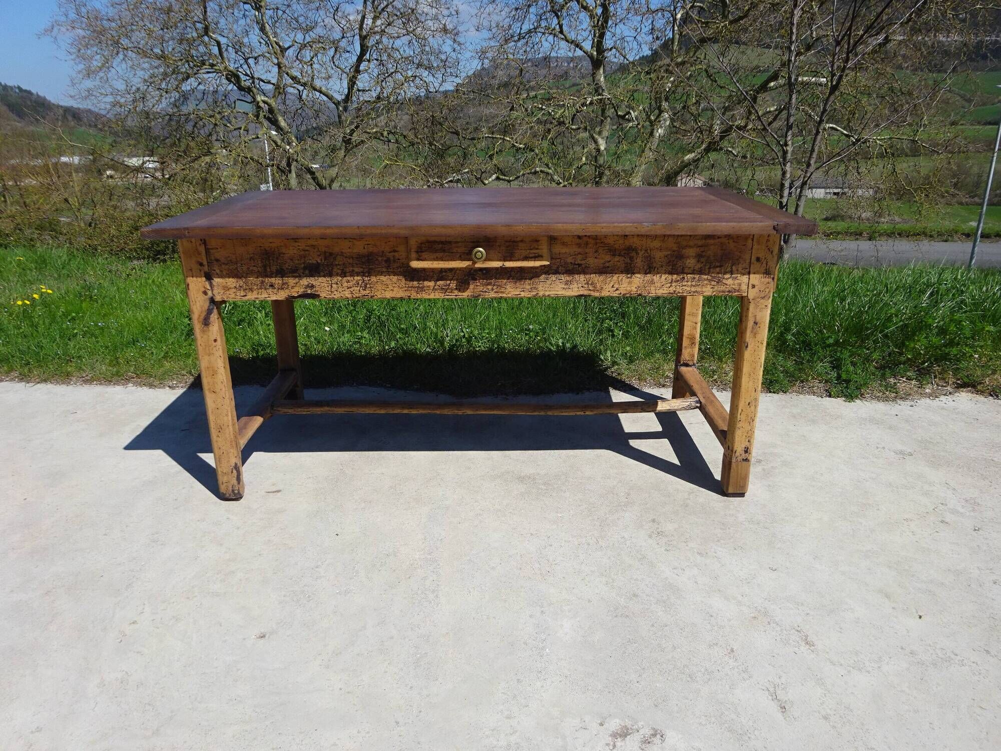 Restored antique farmhouse table, made entirely of solid oak.