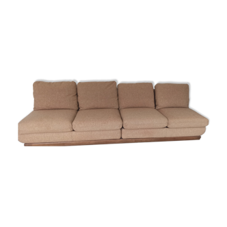 4-seater sofa Jacques Coulon in fabric buckle color ochre