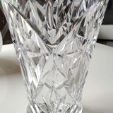 Crystal vase signed Sèvres France, star motifs, crosses, hardwoods