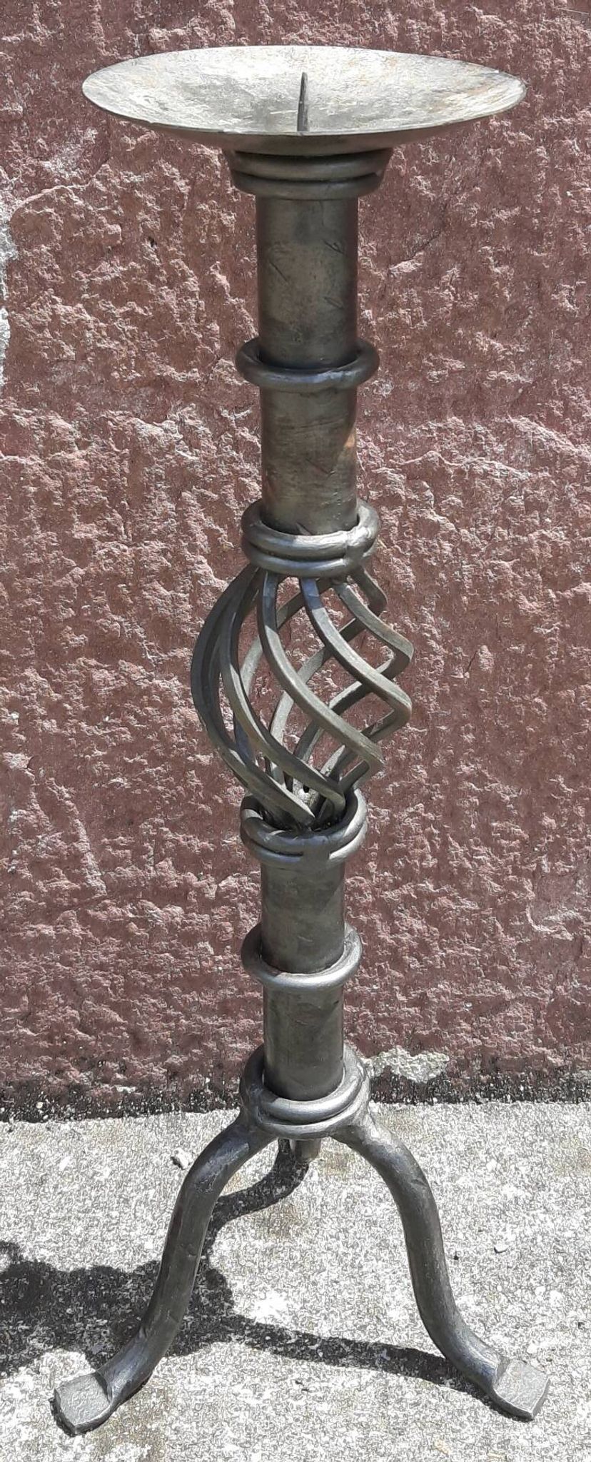 Candle holder or wrought iron candlestick (Height 41 cm)