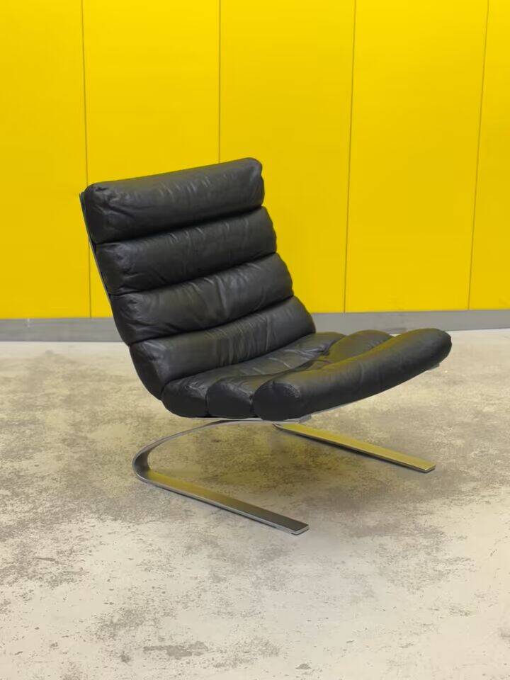 COR "Sinus" Cantilever Lounge Chair – Black Leather & Steel (1976)