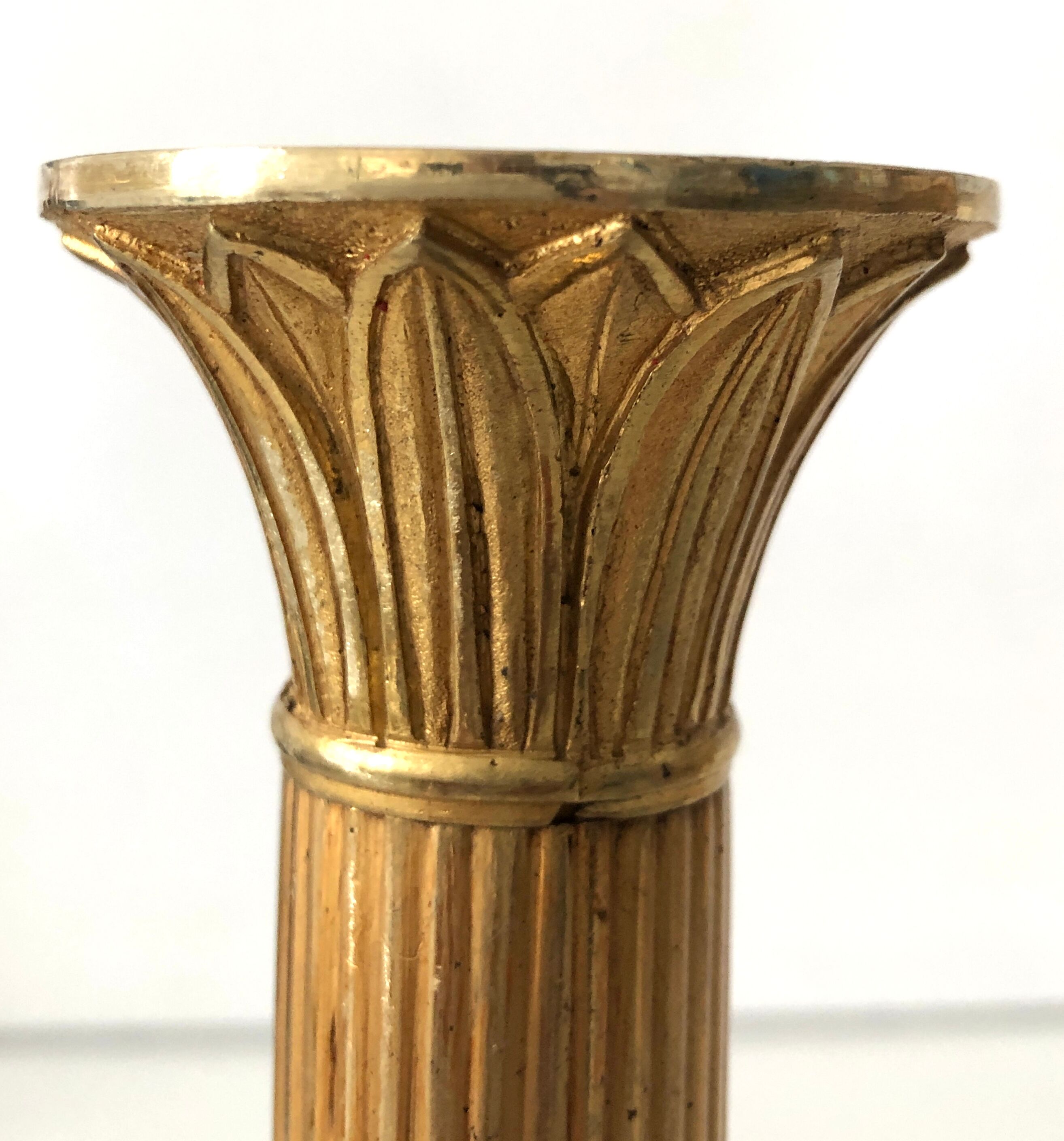 Old golden brass candle holder