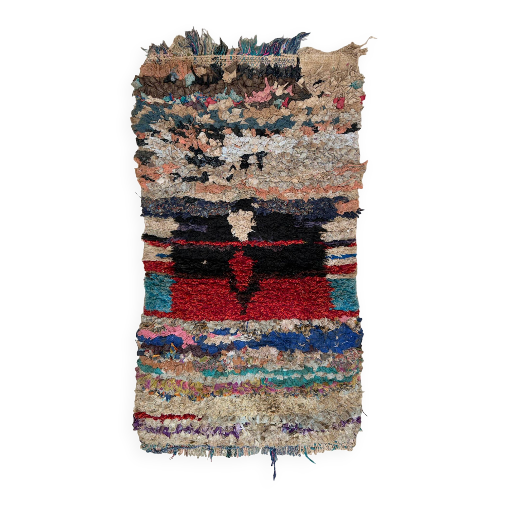Colorful Boucherouite Moroccan rug - 68 x 116 cm