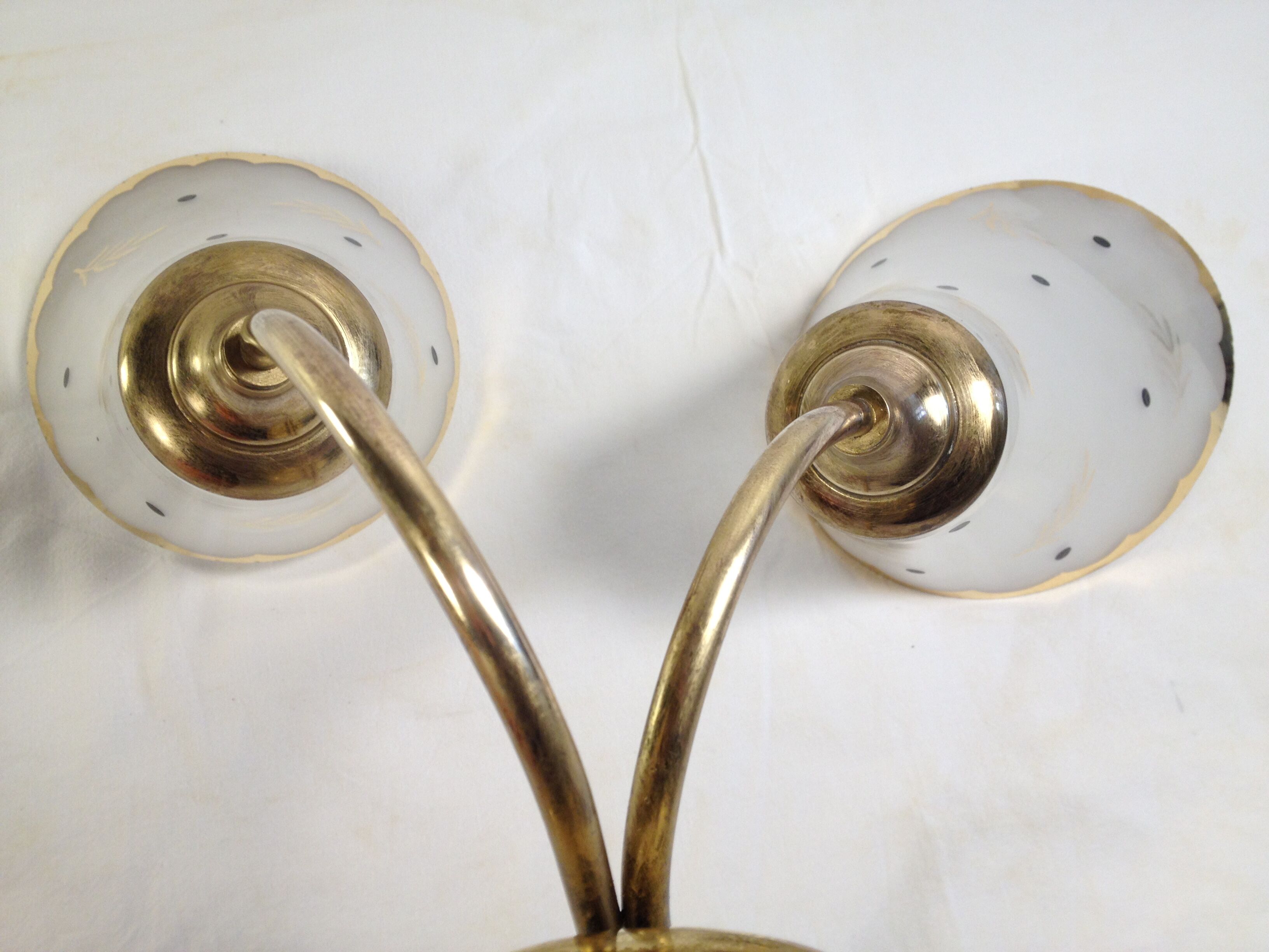 Tulip wall lamp 50s, Vintage, glass and brass