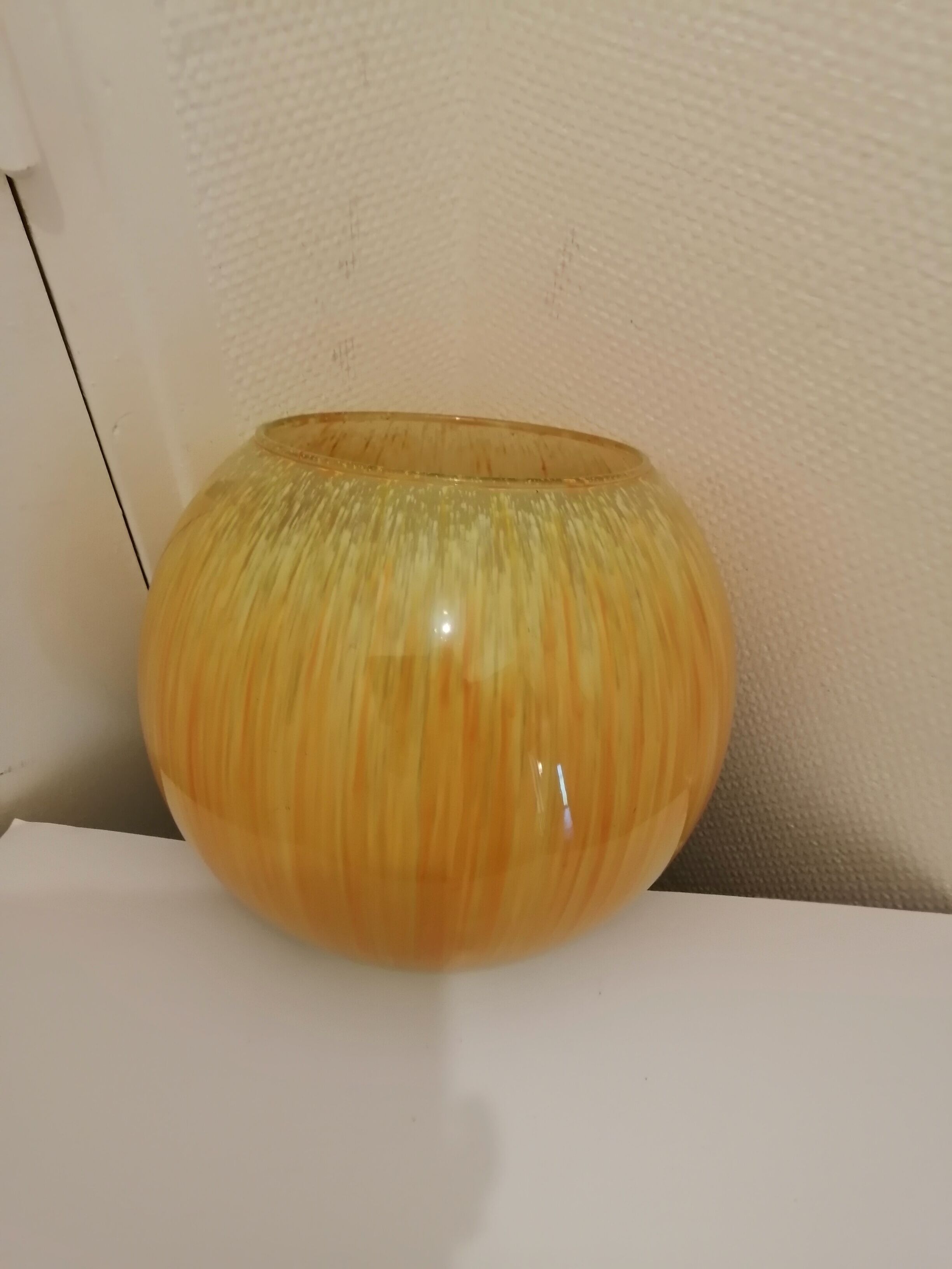 Vintage yellow and orange glass vase vintage