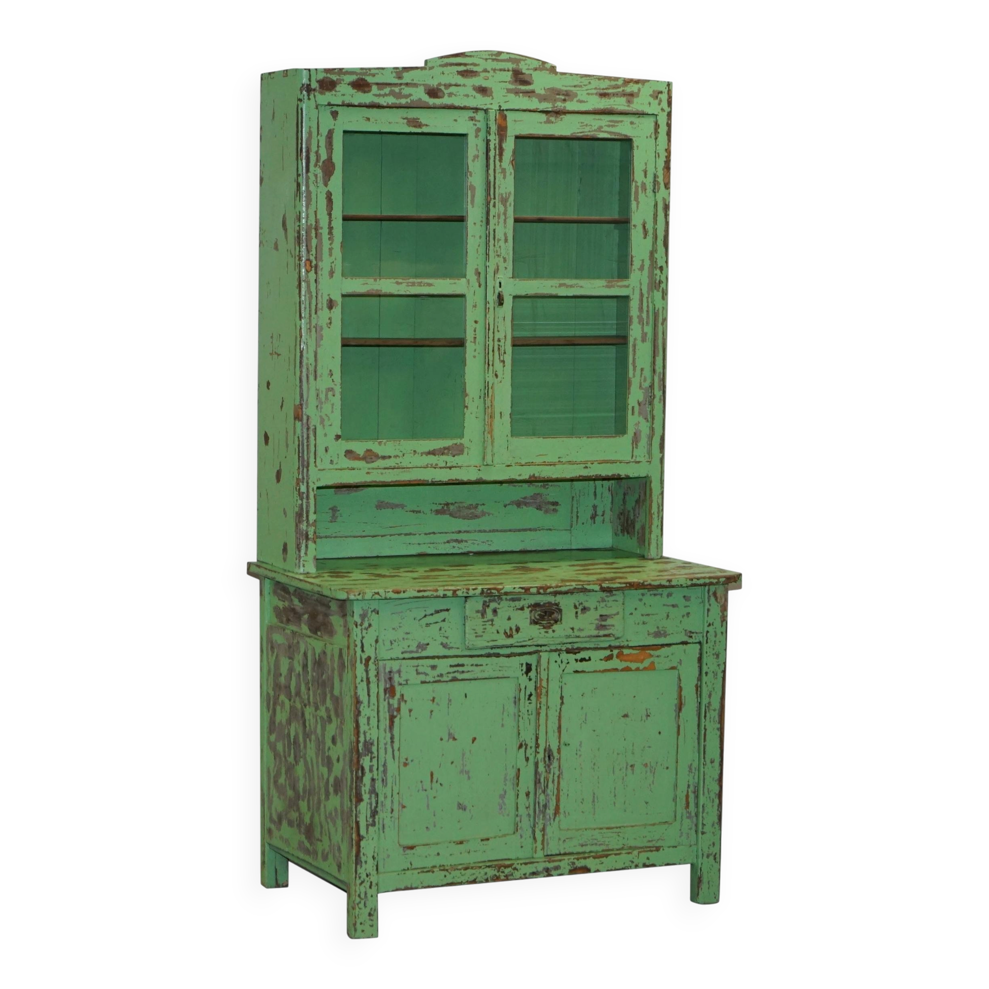 Victorian Green Patinated Buffet, Library or Cabinet
