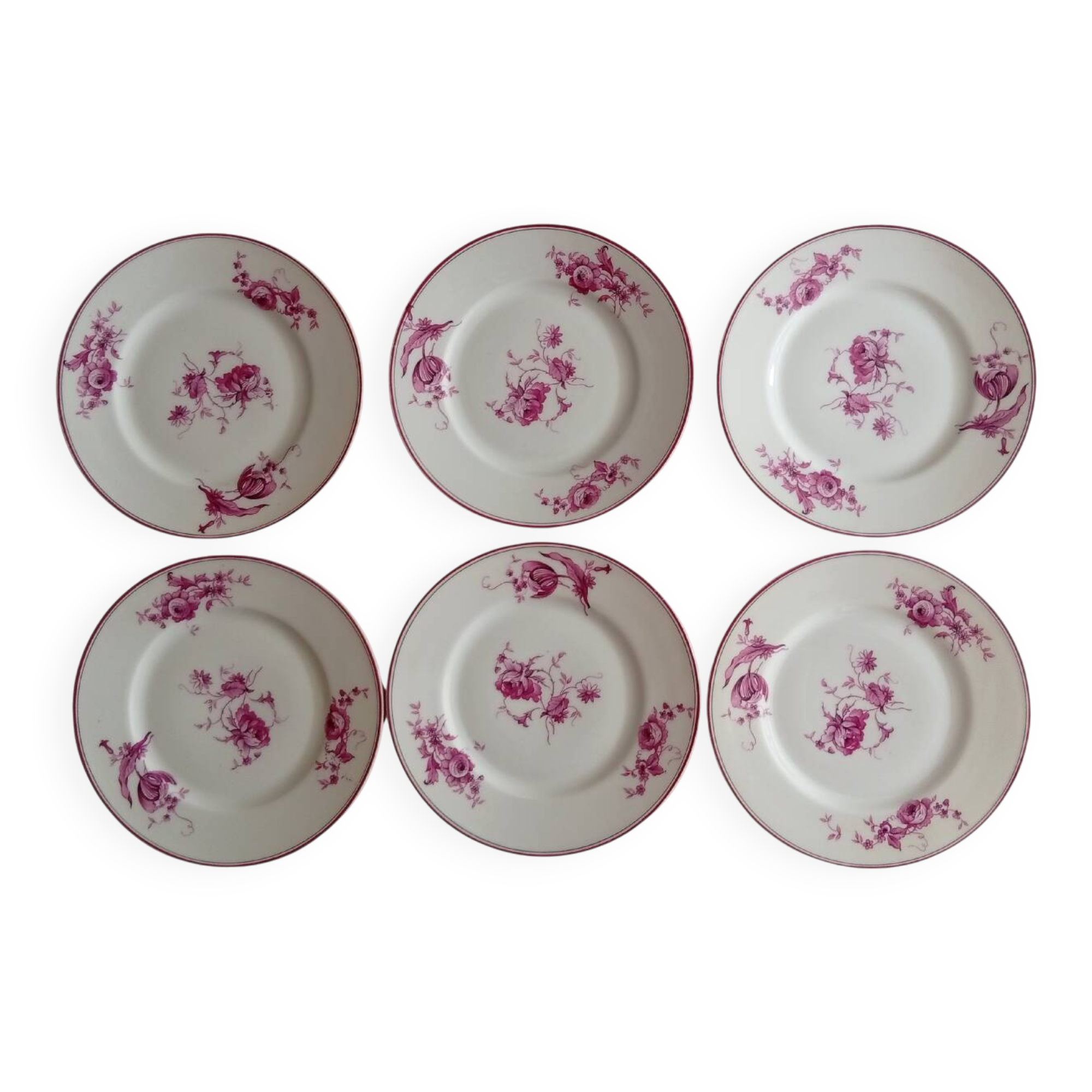 6 Maison Bernardaud dessert plates in Limoges porcelain