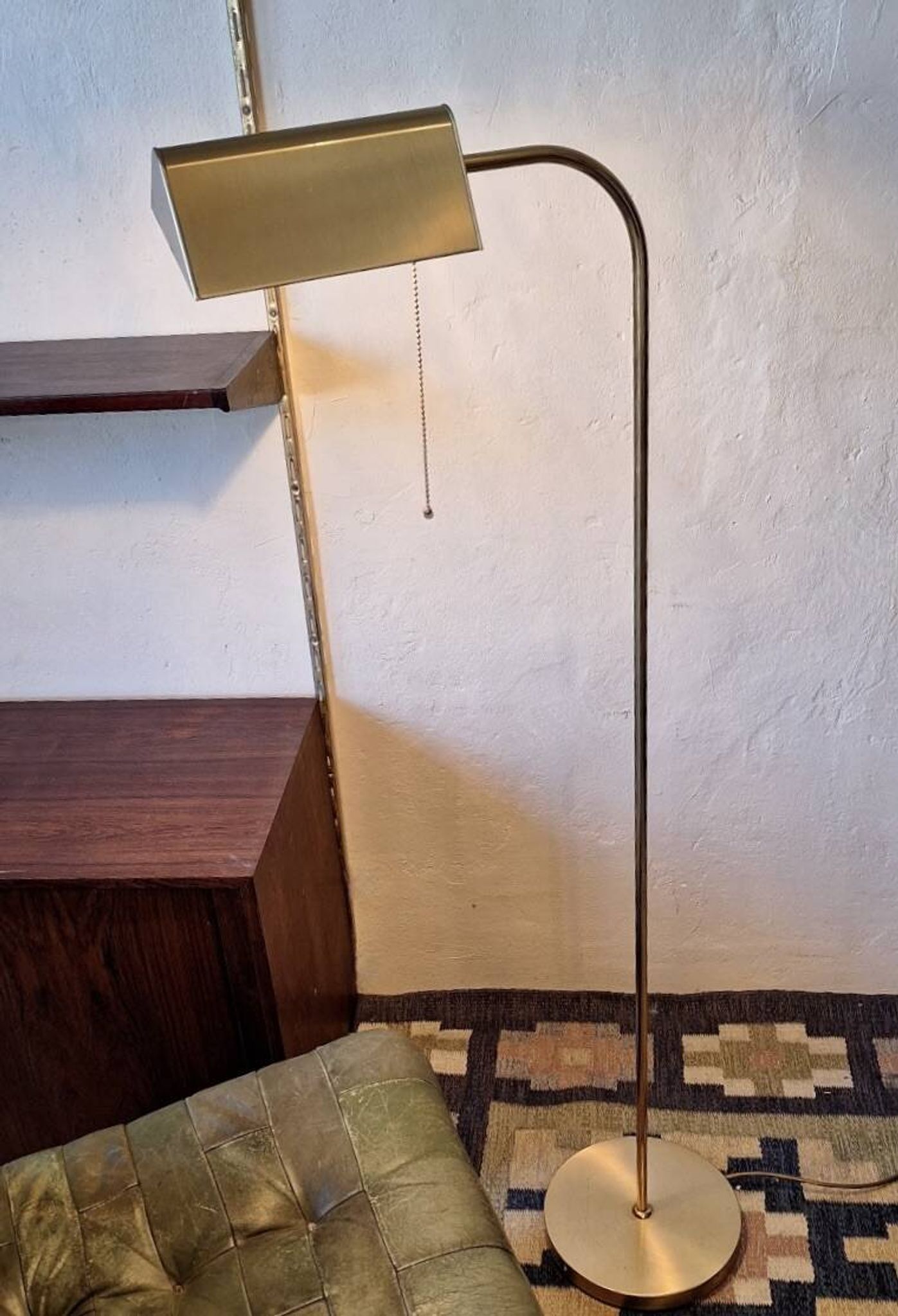 Mid century brass banker's adjustable floor lamp, 1970s