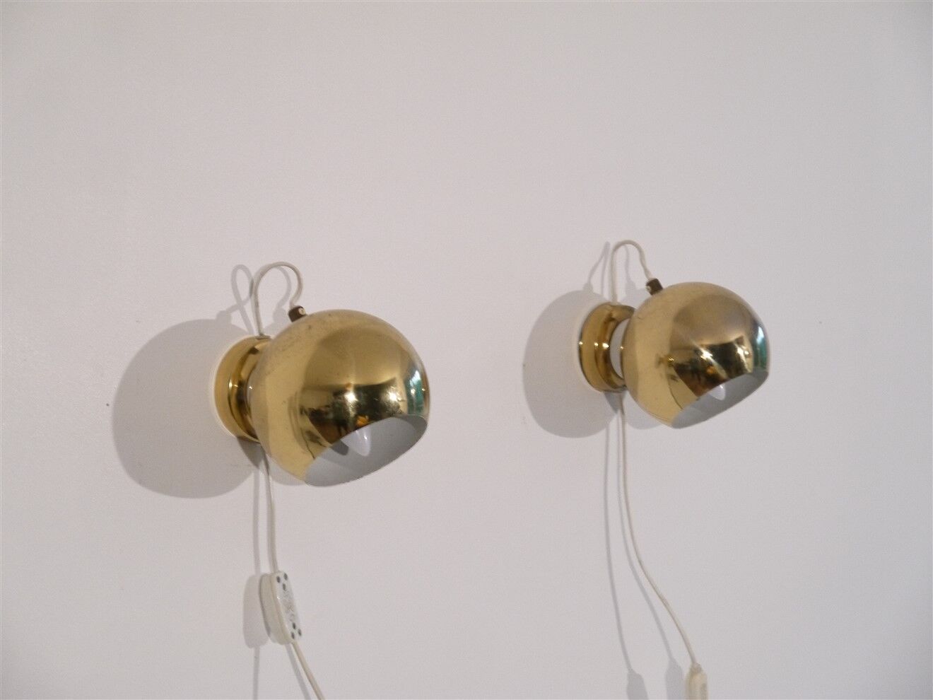 Pair of vintage brass wall lamps 1970