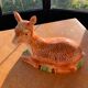 Terrine ceramic doe glazed vintage slurry Michel caugant