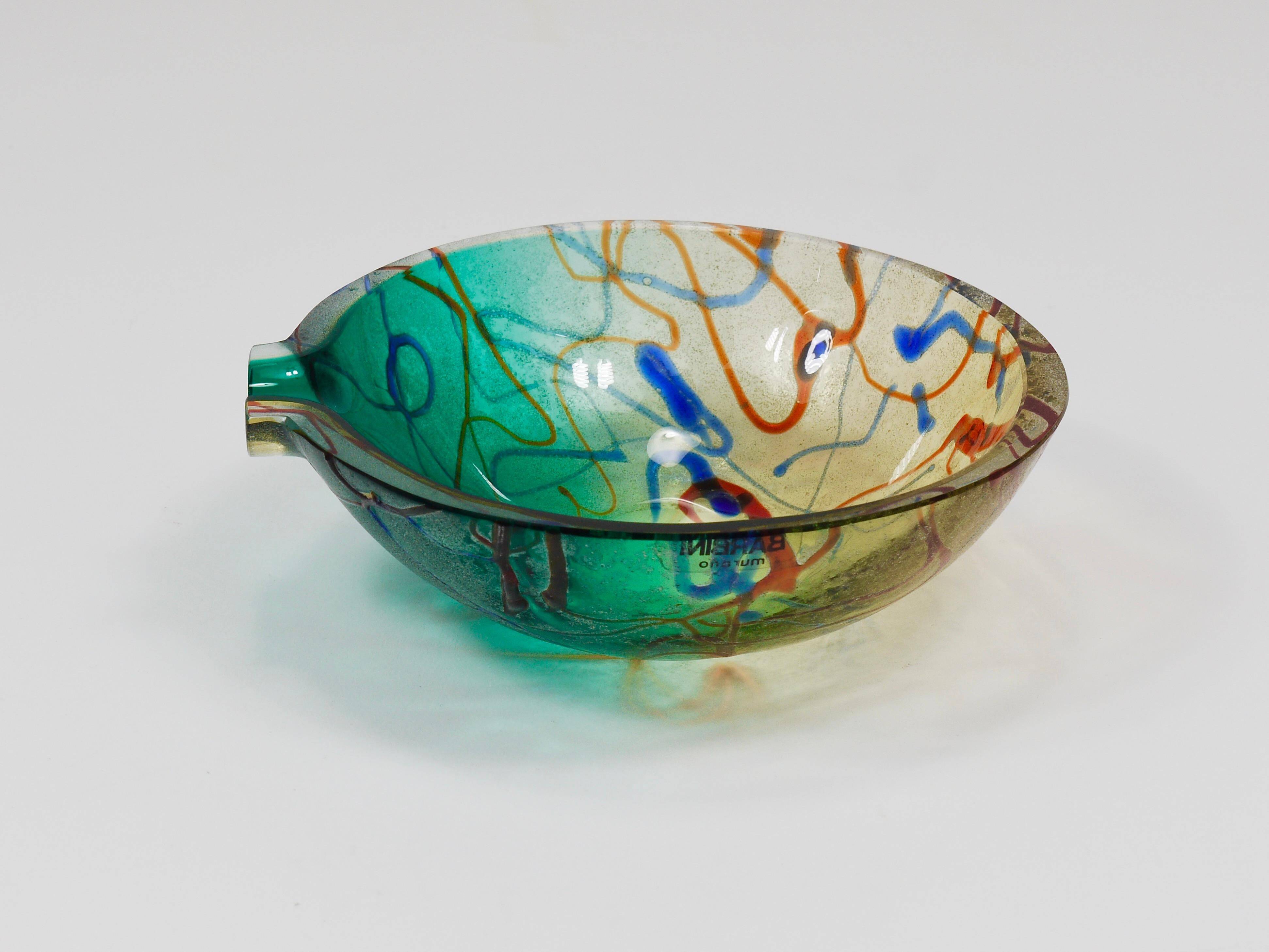Art glass bowl or ashtray Murano signed Alfredo Barbini, Italy, 1970s.