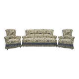 Rare 19th Century Napoleon III Brocade Sofa and Two Armchairs