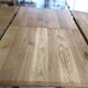 Extendable table in solid oak with wrought iron legs.
