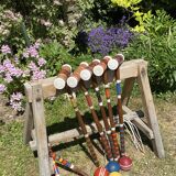 Old wooden croquet game