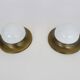 Pair of Space age wall lights made in Austria, Opaline gold metal. UFO
