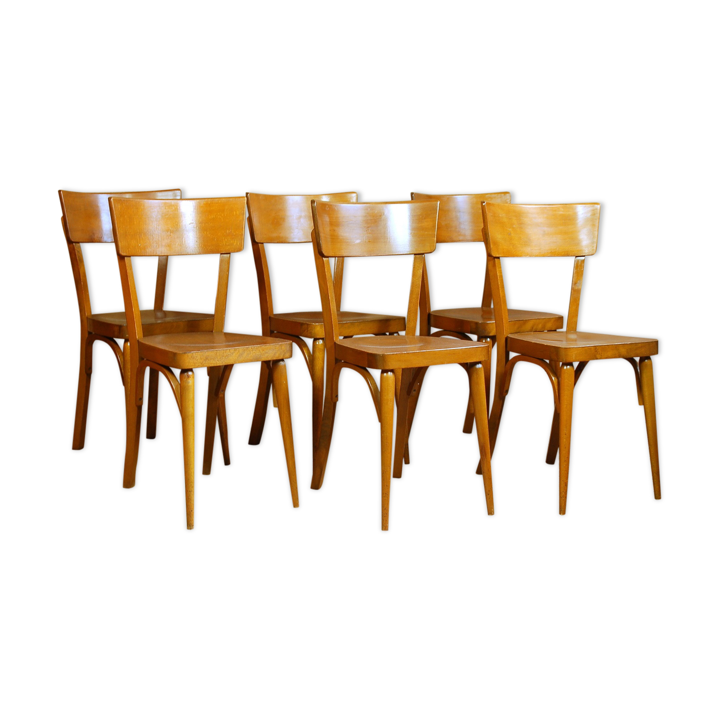 6 vintage bistro chairs wood