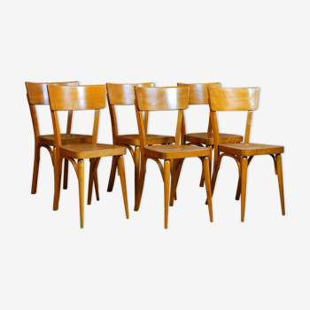 6 chaises bistrot vintage bois