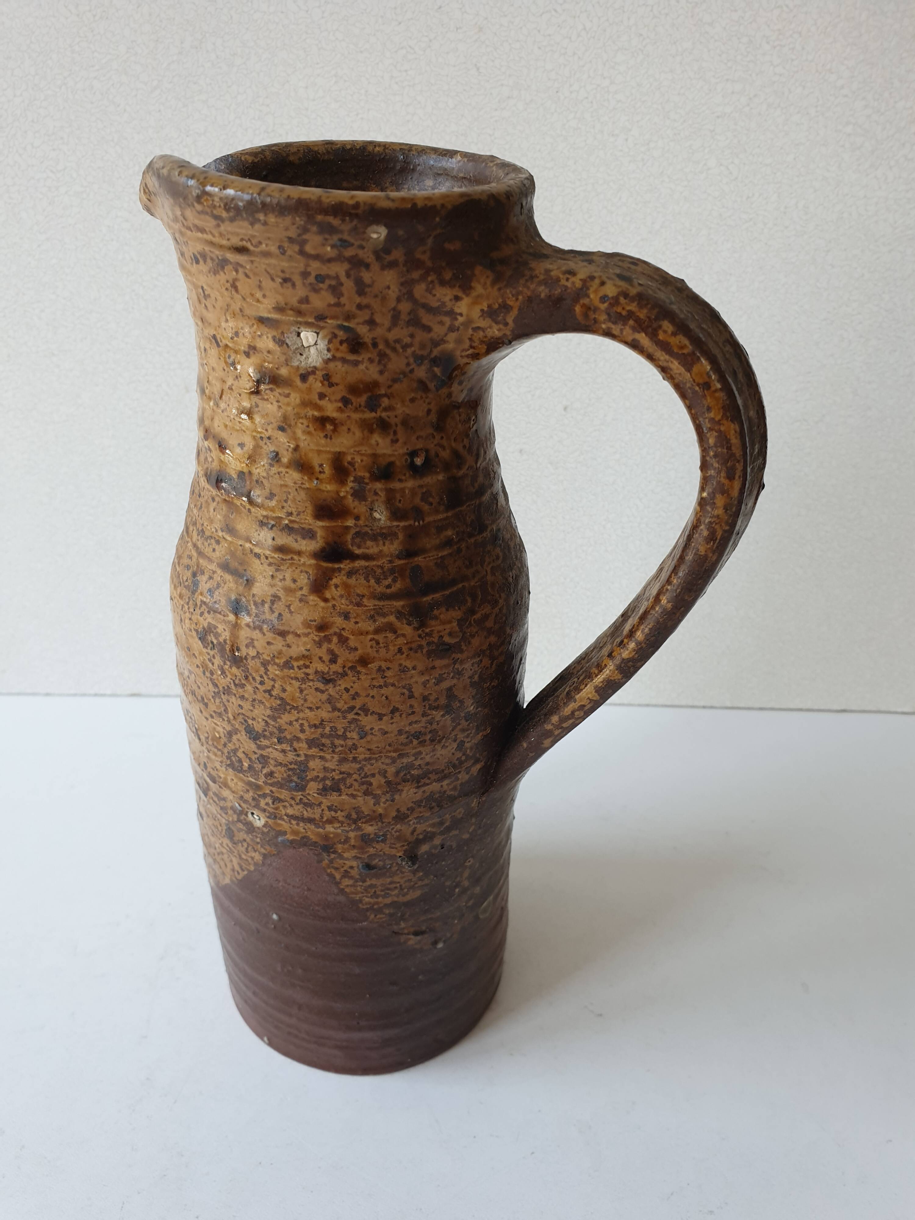 Ceramic pitcher (pyrite stoneware) Signed André Bodin height 22.5cm