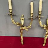 Paire d'appliques en bronze massif doré.