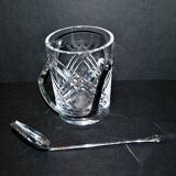 Vintage Crystal Ice Bucket - Ice Cube Pot and Spoon Signed Sèvres