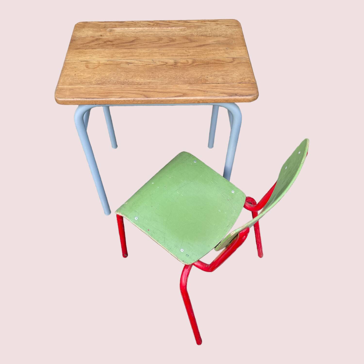 Small school desk and vintage chair
