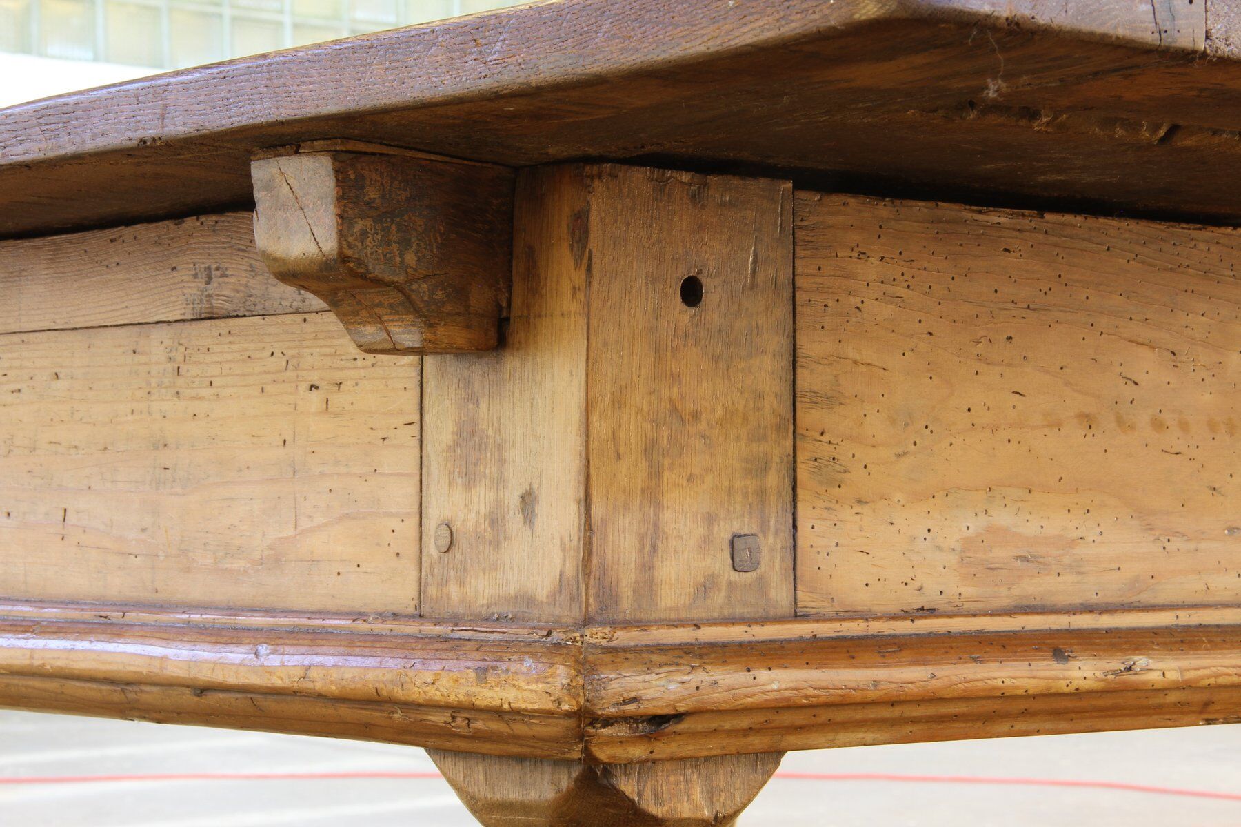 Antique Nordic Baroque Oak Table, Dated 1807