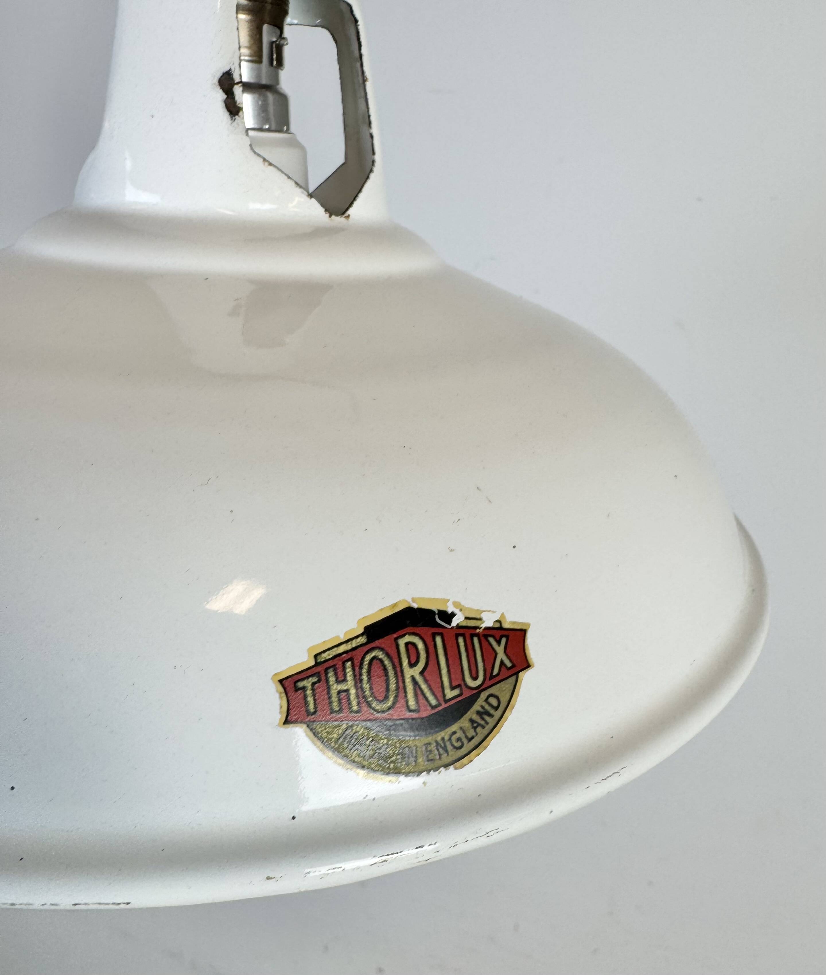 Industrial White Enamel Factory Pendant Lamp from Thorlux, 1960s
