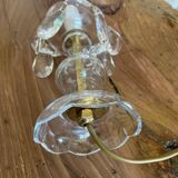 Pied de lampe en verre et laiton