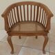 2 Colonial armchairs in natural solid wood with cane seats